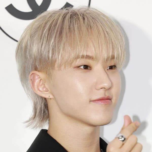 Modern K-Pop Mullet hairstyle for oval face shape - men's medium straight hair