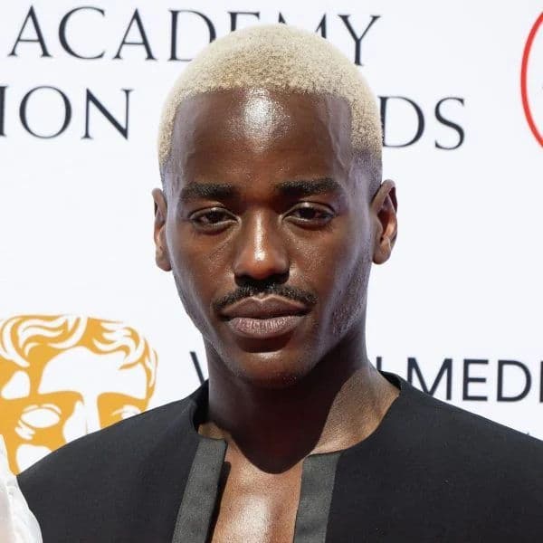 Bleached Buzz Cut hairstyle for oval face shape - men's very-short coily hair