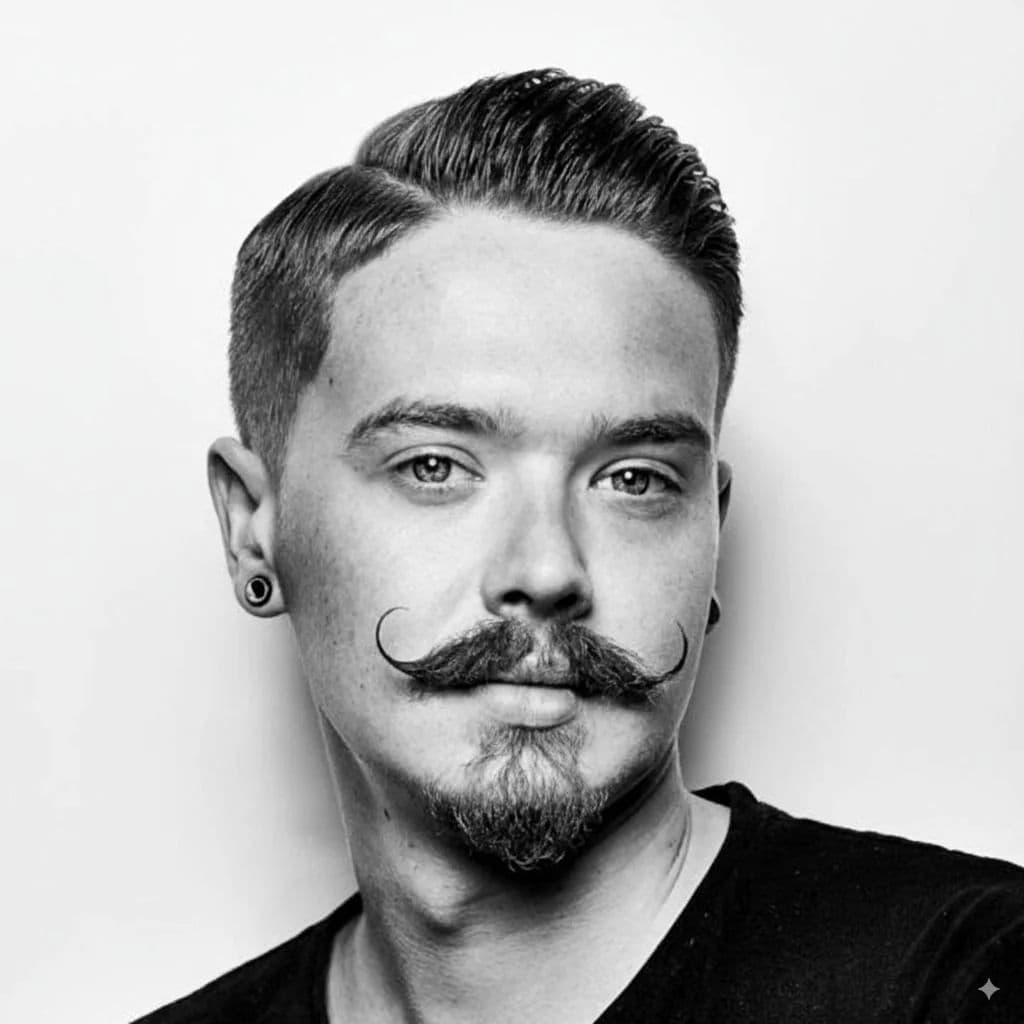 Classic Side Part Pompadour hairstyle for diamond face shape - men's short straight hair