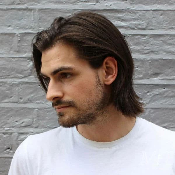 Long Flow with Layers hairstyle for diamond face shape - men's medium-long straight hair