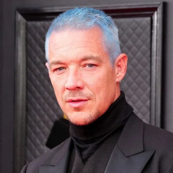 Pastel Blue Textured Buzz Cut hairstyle for oval face shape - men's very-short straight hair