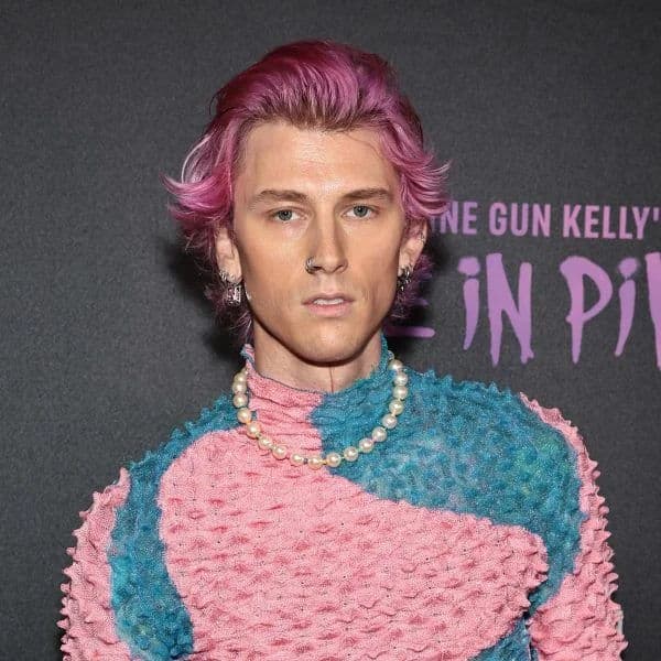 Pink Textured Mid-length Flow hairstyle for oval face shape - men's medium wavy hair