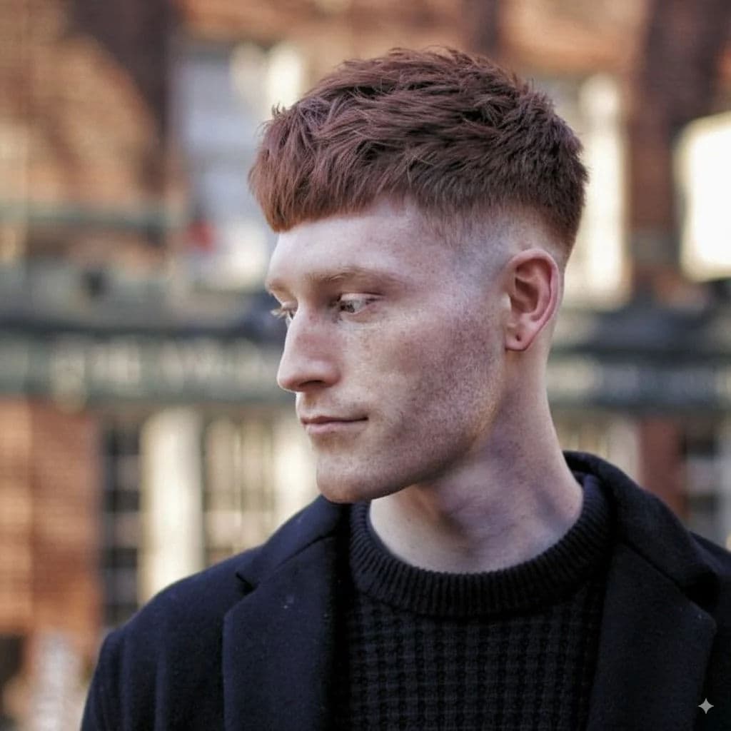 Textured French Crop with High Fade hairstyle for diamond face shape - men's short straight hair